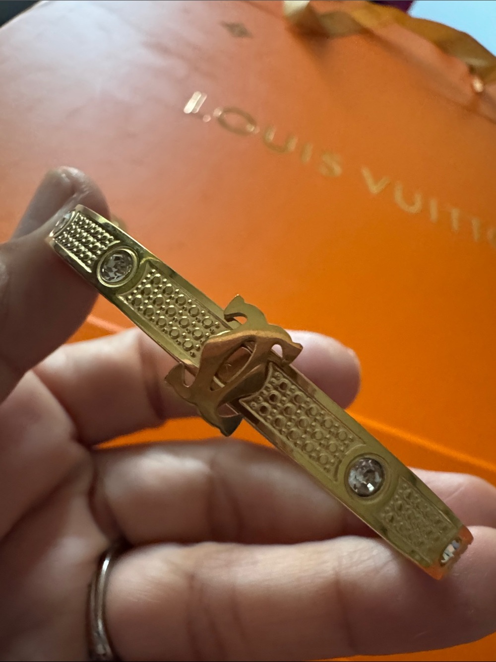 Gold Bracelet with Crystal Accents